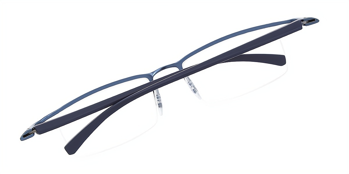 Blue Browline Chic Mixed Materials Eyeglasses