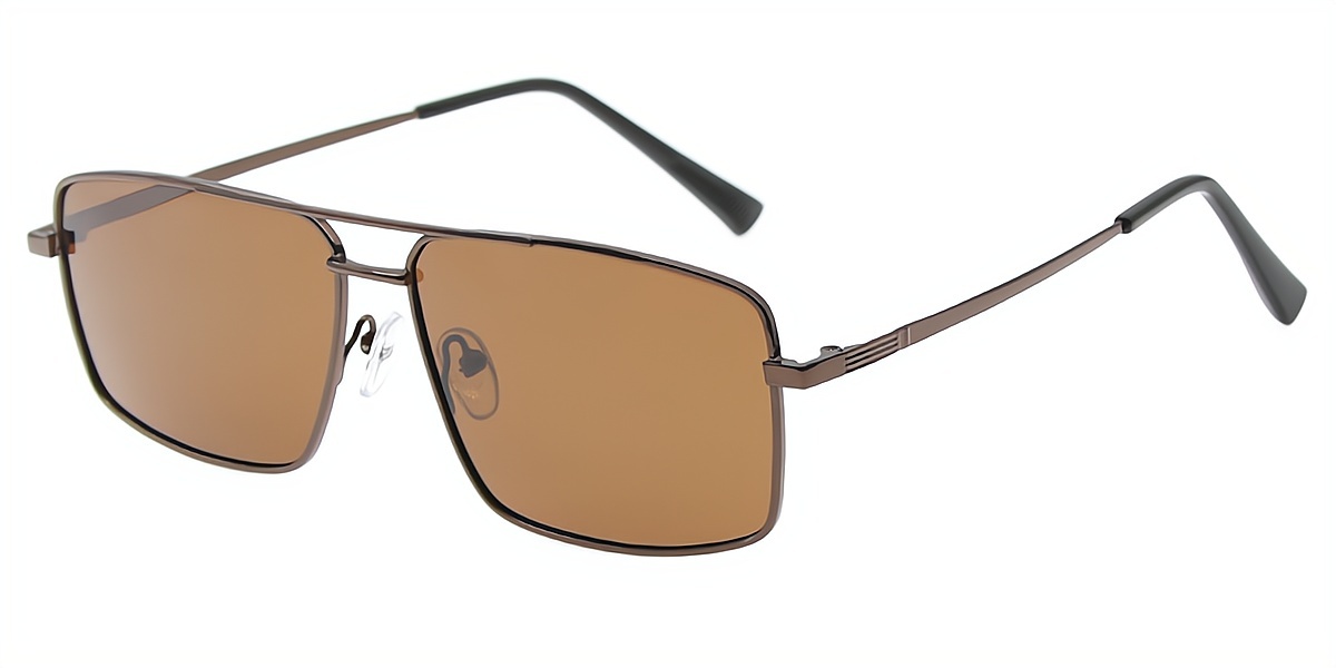 Brown Aviator Retro Metal Eyeglasses
