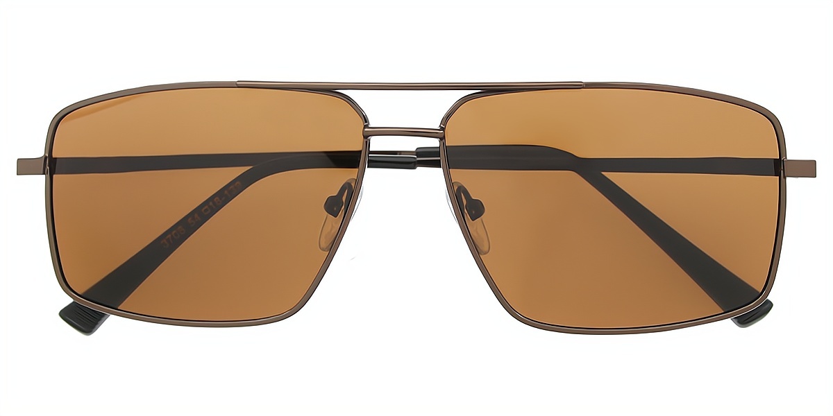 Brown Aviator Retro Metal Eyeglasses
