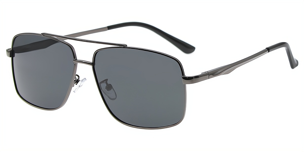Gray Aviator Retro Metal Eyeglasses