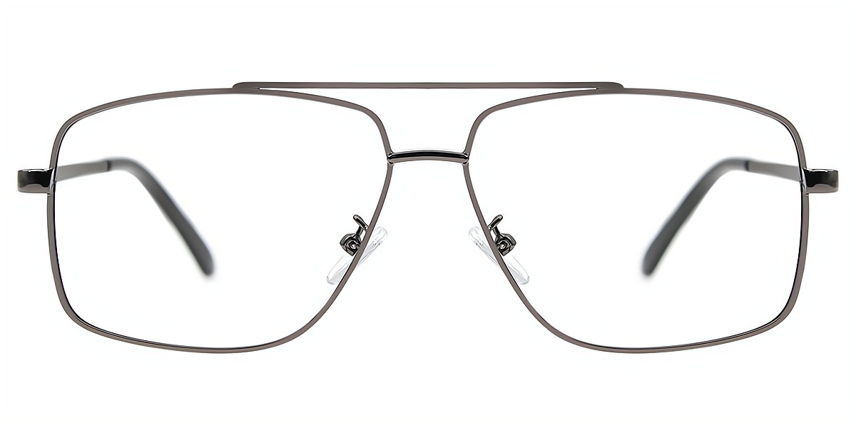 Gray Aviator Retro Metal Eyeglasses