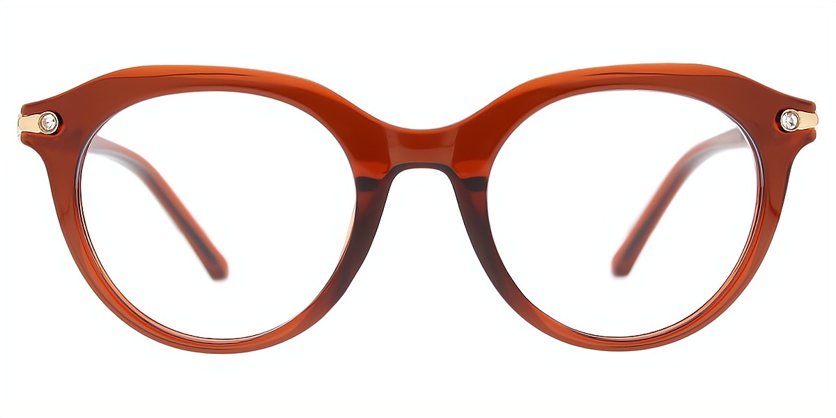Brown Oval Unique TR90 Eyeglasses