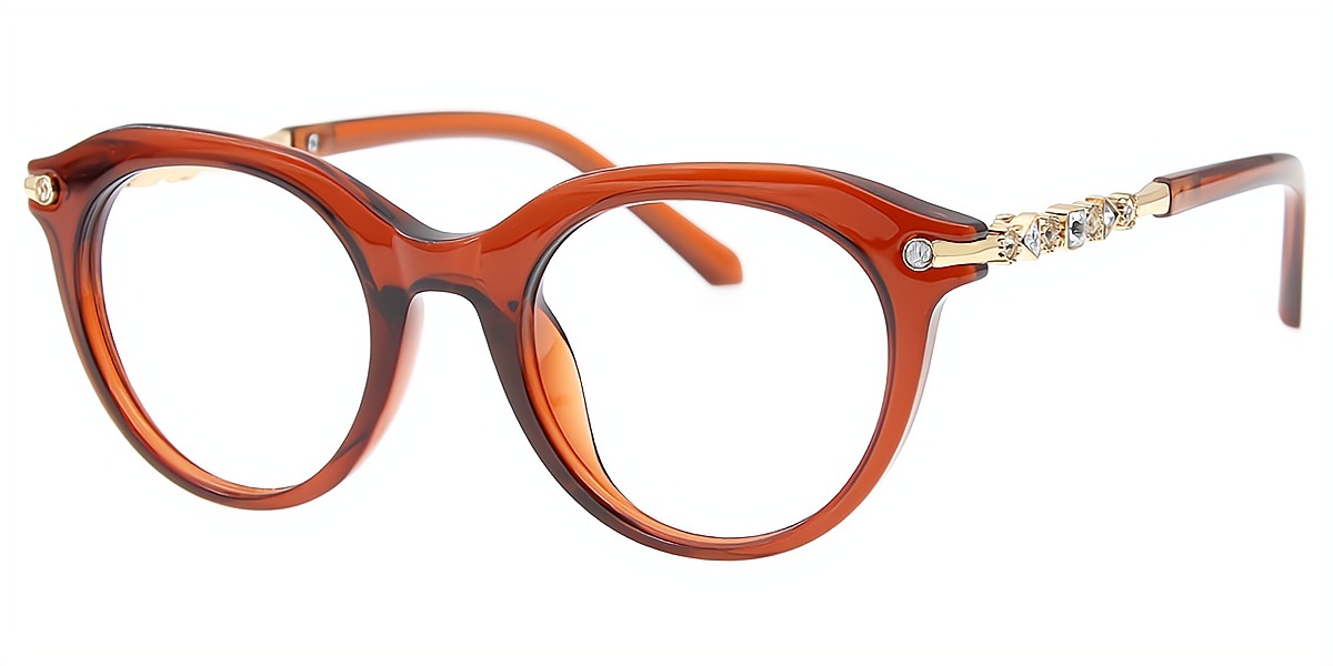 Brown Oval Unique TR90 Eyeglasses