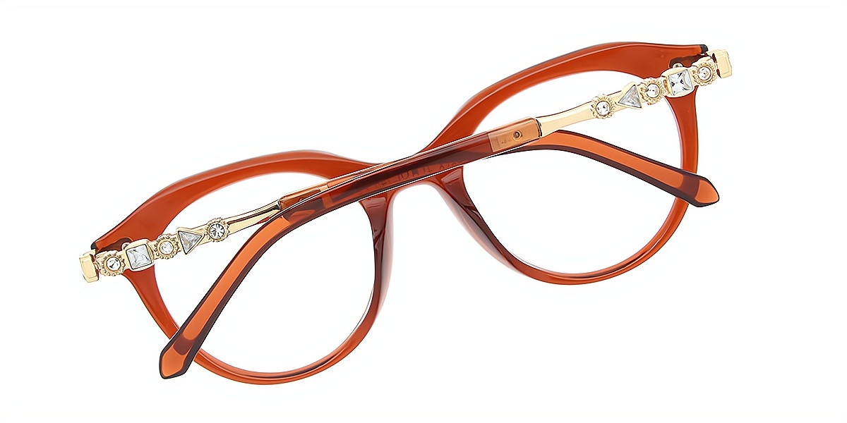 Brown Oval Unique TR90 Eyeglasses