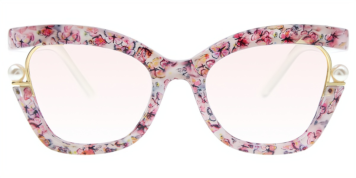 Floral Butterfly Unique Oversized Plastic Eyeglasses