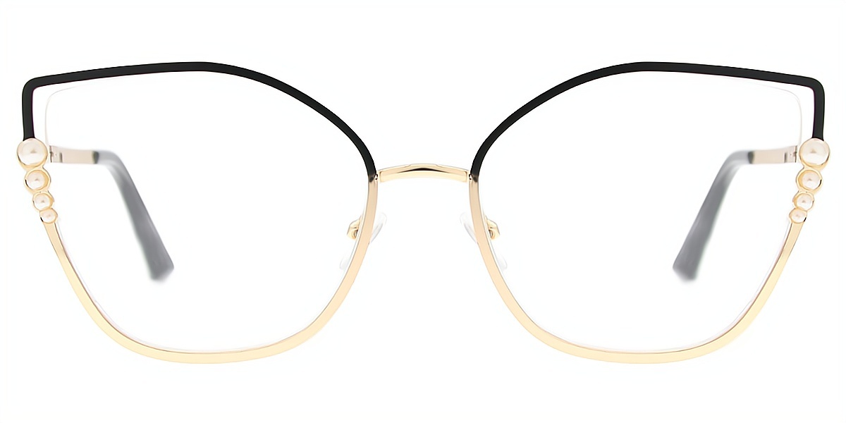 Black Cat Eye Unique Oversized Metal Eyeglasses