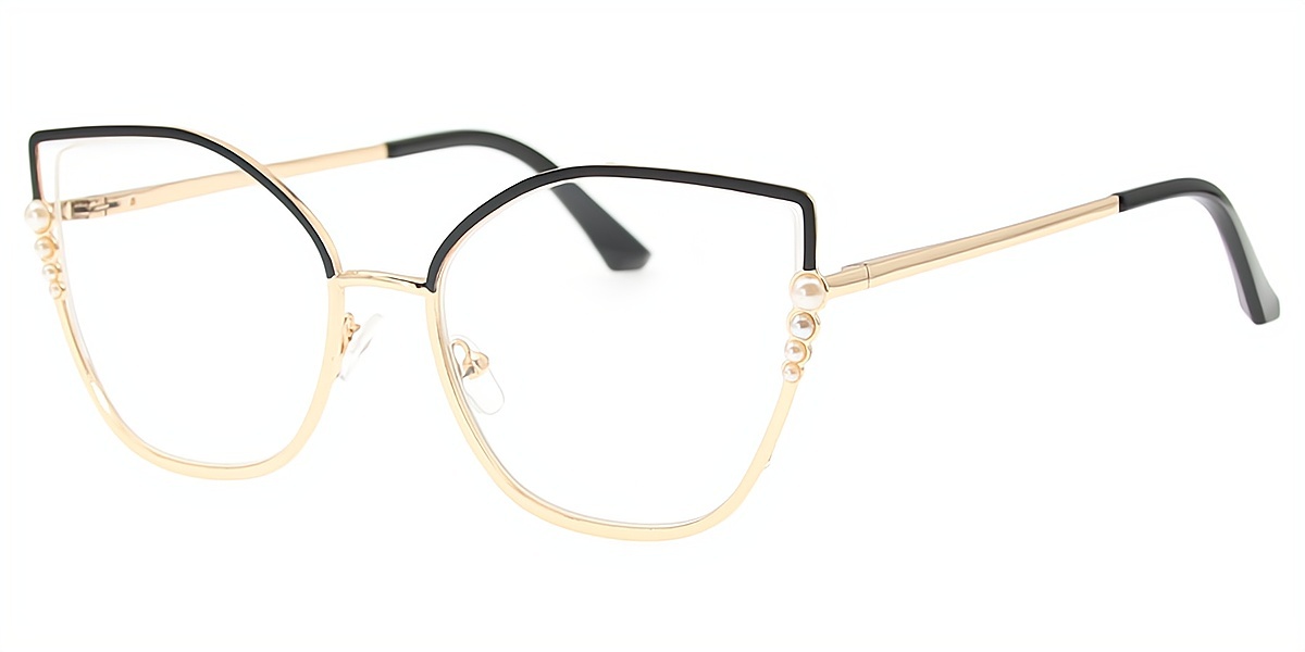 Black Cat Eye Unique Oversized Metal Eyeglasses