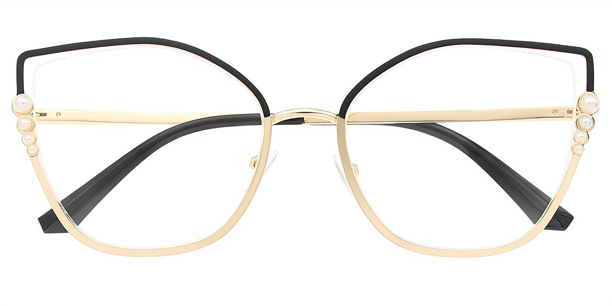 Black Cat Eye Unique Oversized Metal Eyeglasses