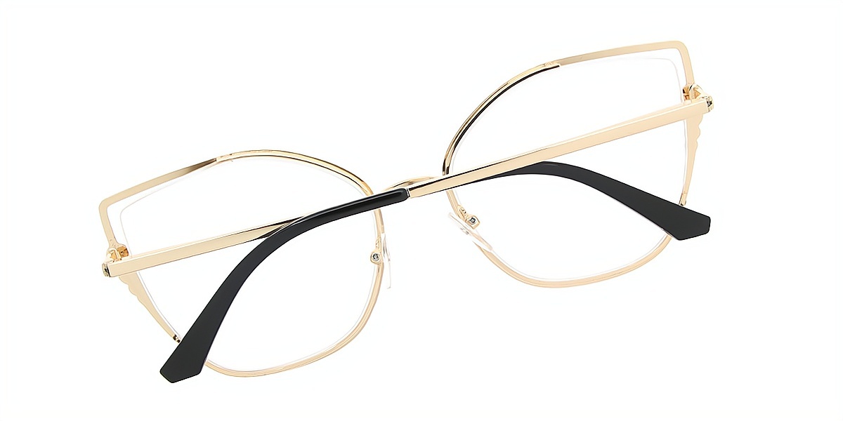 Black Cat Eye Unique Oversized Metal Eyeglasses
