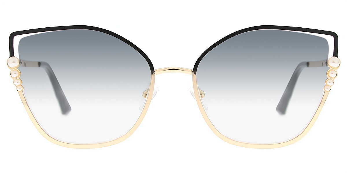 Black Cat Eye Unique Oversized Metal Eyeglasses