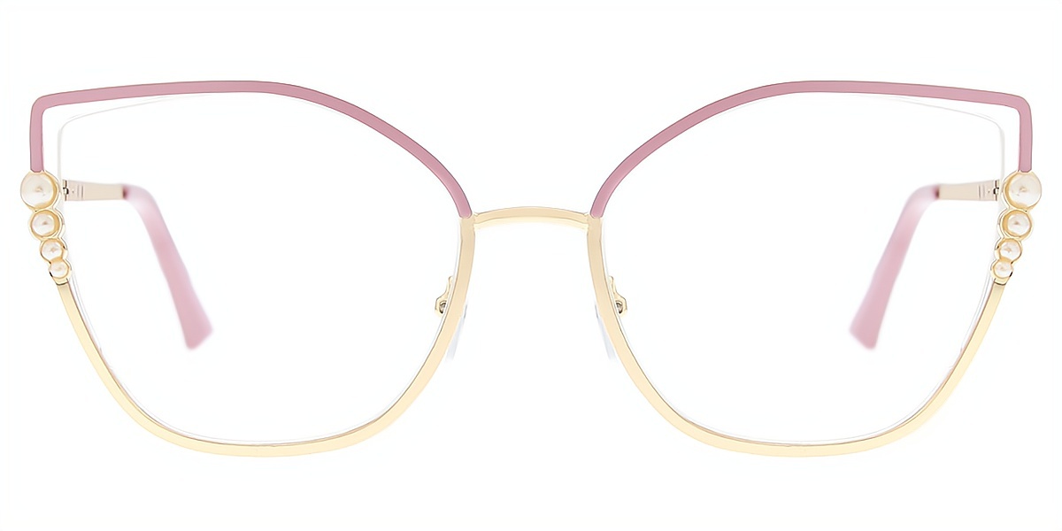 Pink Cat Eye Unique Oversized Metal Eyeglasses