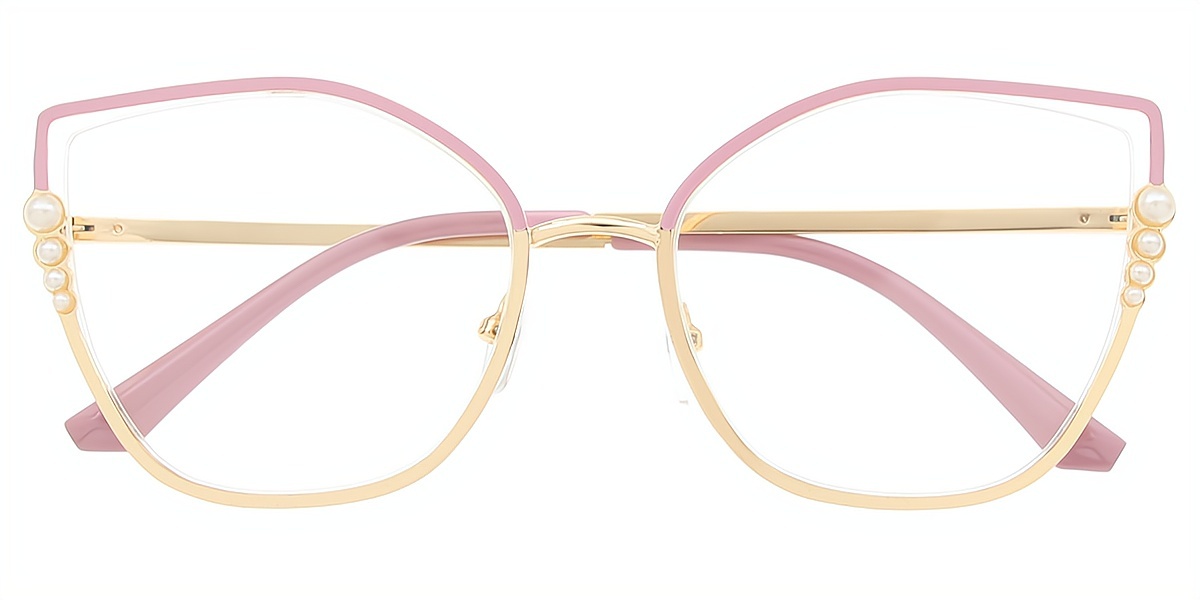 Pink Cat Eye Unique Oversized Metal Eyeglasses