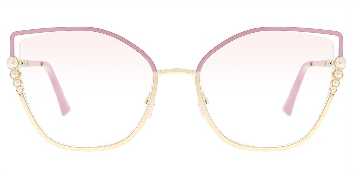 Pink Cat Eye Unique Oversized Metal Eyeglasses