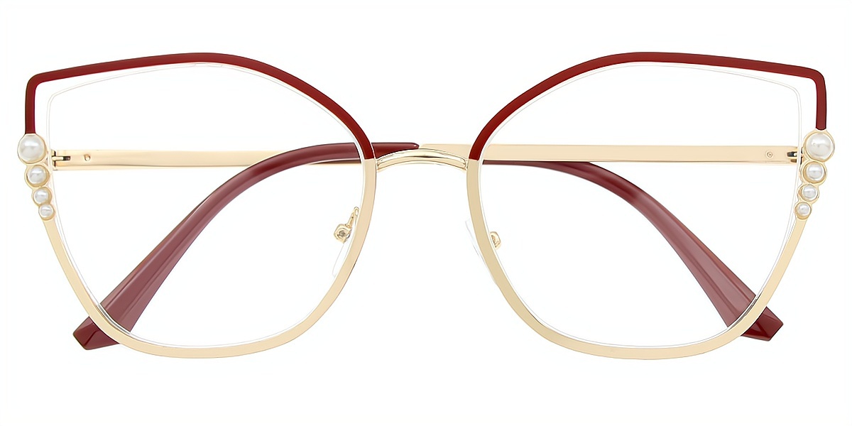Red Cat Eye Unique Oversized Metal Eyeglasses