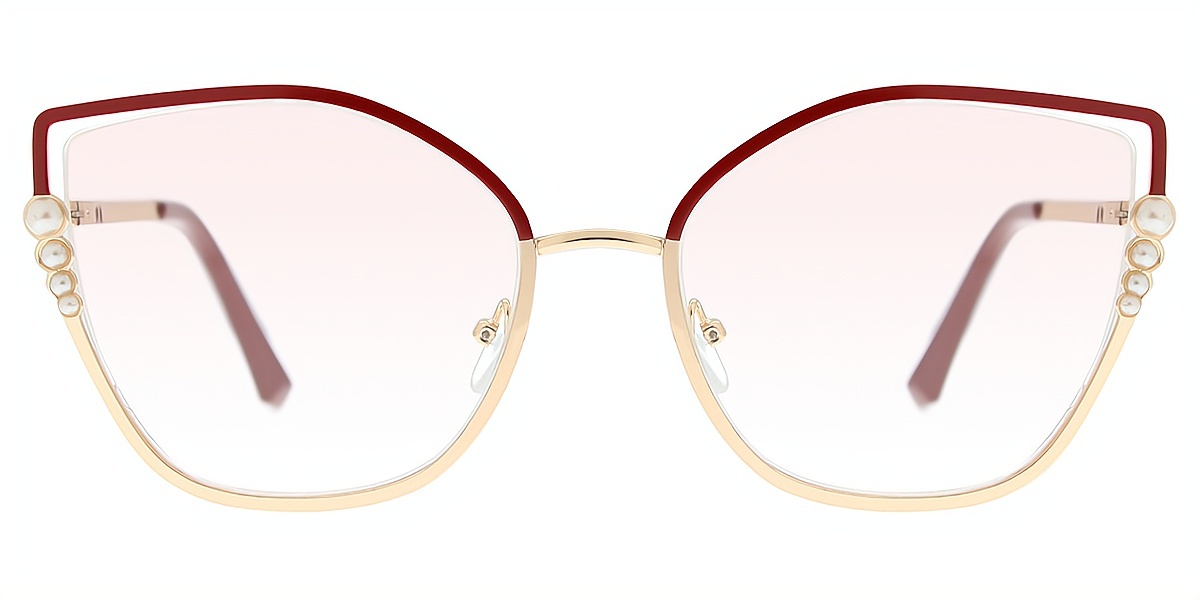 Red Cat Eye Unique Oversized Metal Eyeglasses