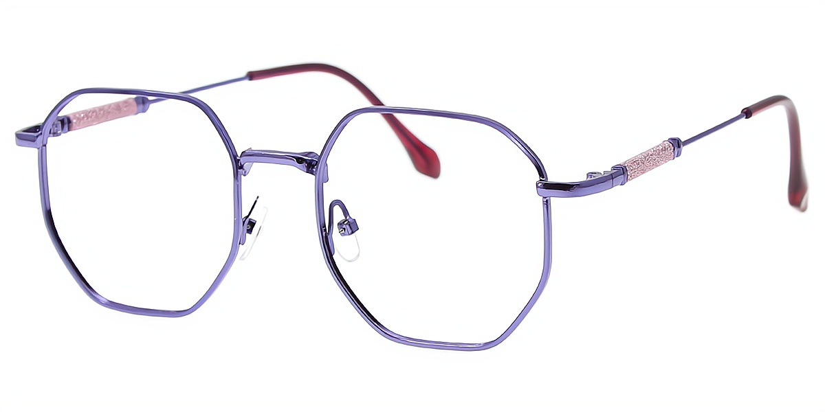 Purple Geometric Modish Metal Eyeglasses