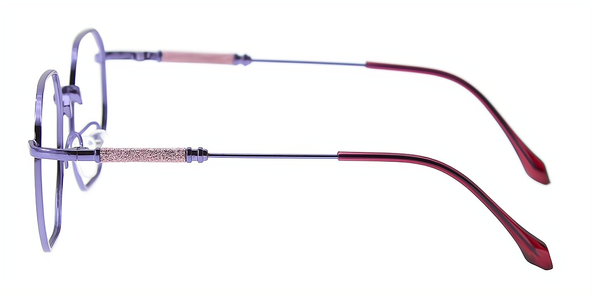 Purple Geometric Modish Metal Eyeglasses