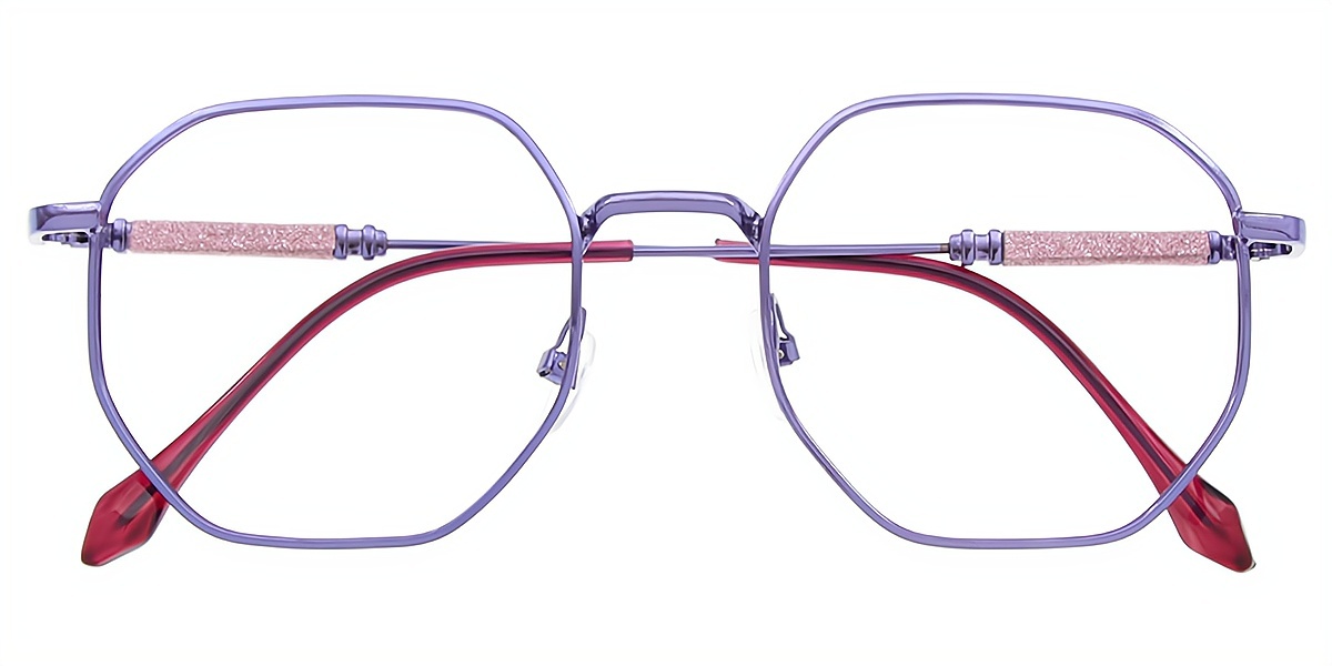 Purple Geometric Modish Metal Eyeglasses