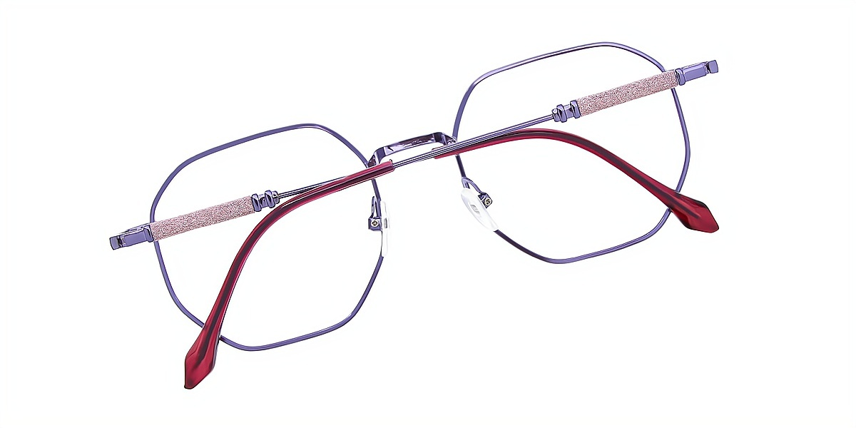 Purple Geometric Modish Metal Eyeglasses