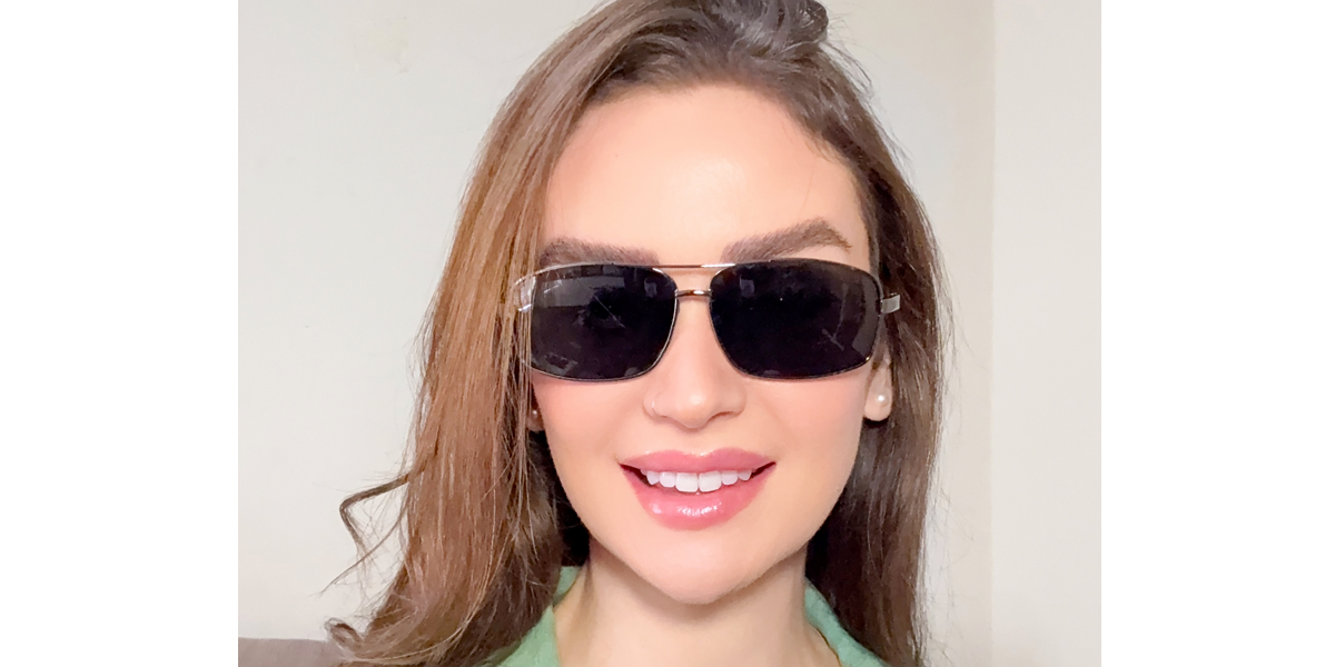 Gray Aviator Classic Metal Eyeglasses