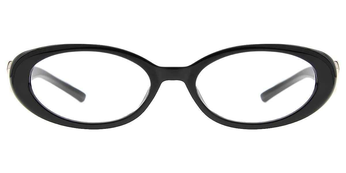 Black Oval Modish Plastic Eyeglasses