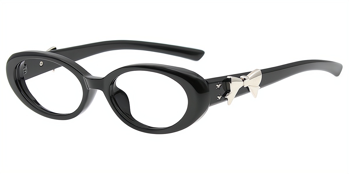 Black Oval Modish Plastic Eyeglasses