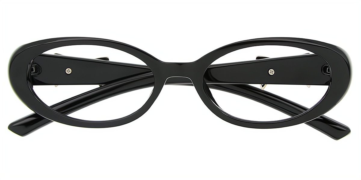 Black Oval Modish Plastic Eyeglasses
