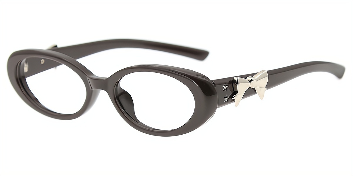 Brown Oval Modish Plastic Eyeglasses