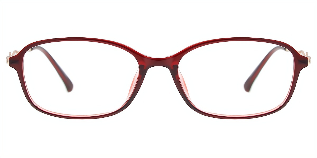 Red Oval Exquisite Mixed Materials Eyeglasses
