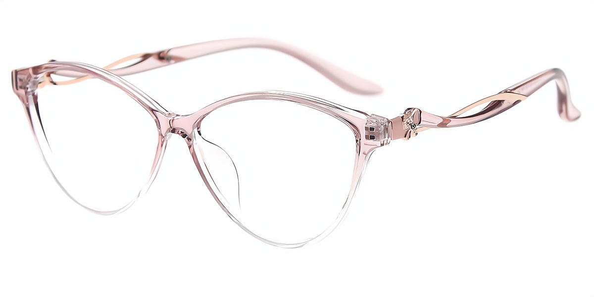 Light Pink Cat Eye Detailed Mixed Materials Eyeglasses