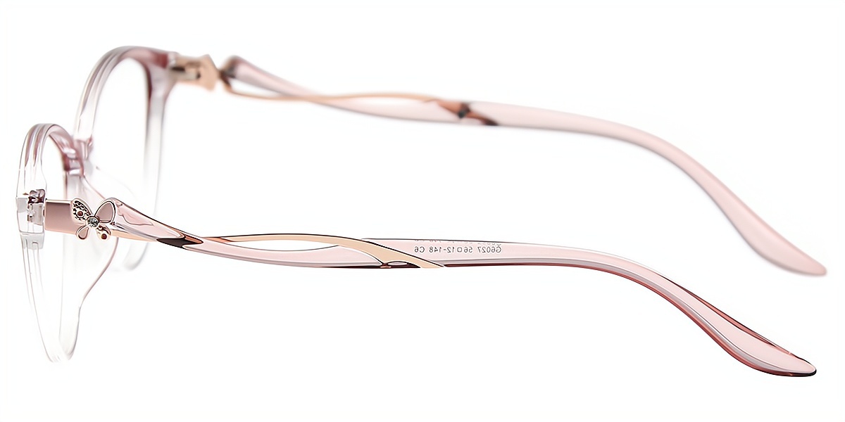 Light Pink Cat Eye Detailed Mixed Materials Eyeglasses