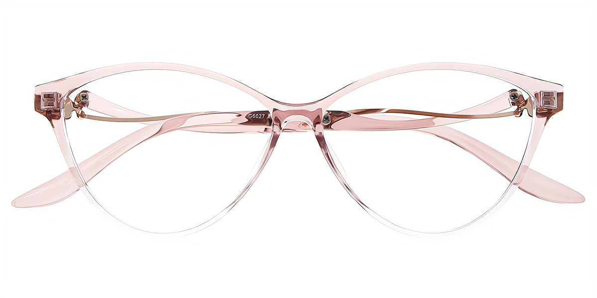 Light Pink Cat Eye Detailed Mixed Materials Eyeglasses