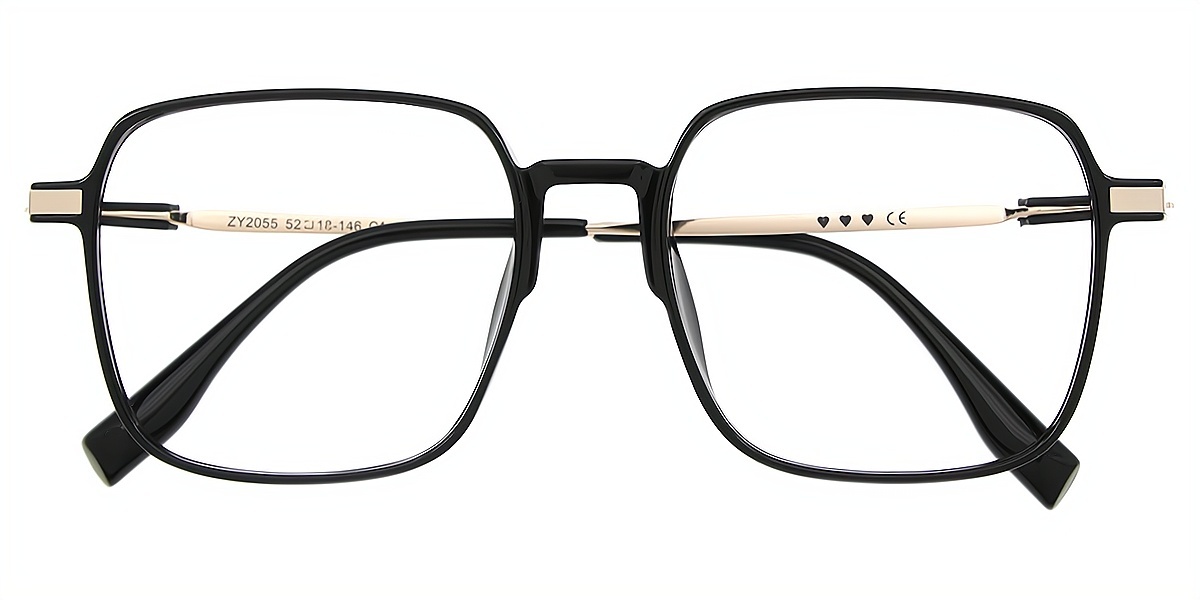 Black Square Elegant Plastic Eyeglasses