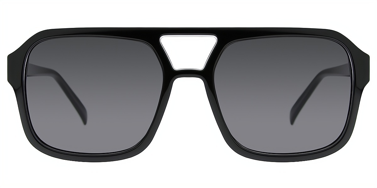 Black Aviator Oversized Plastic Eyeglasses