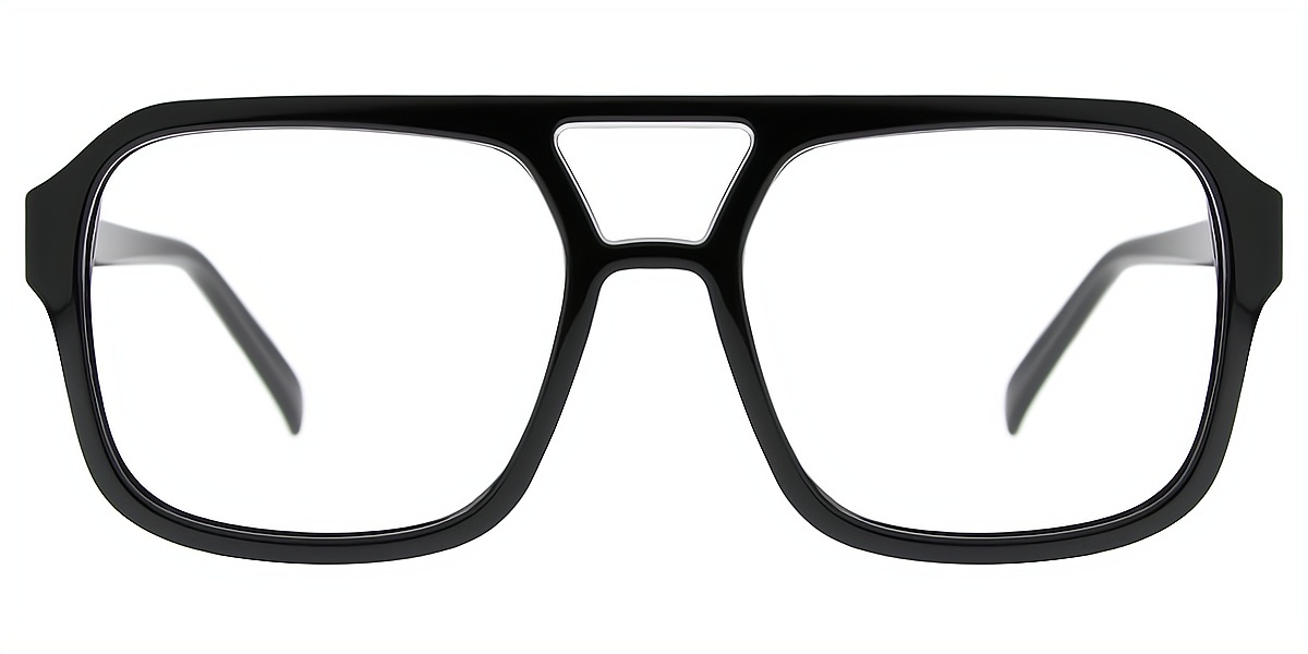 Black Aviator Oversized Plastic Eyeglasses