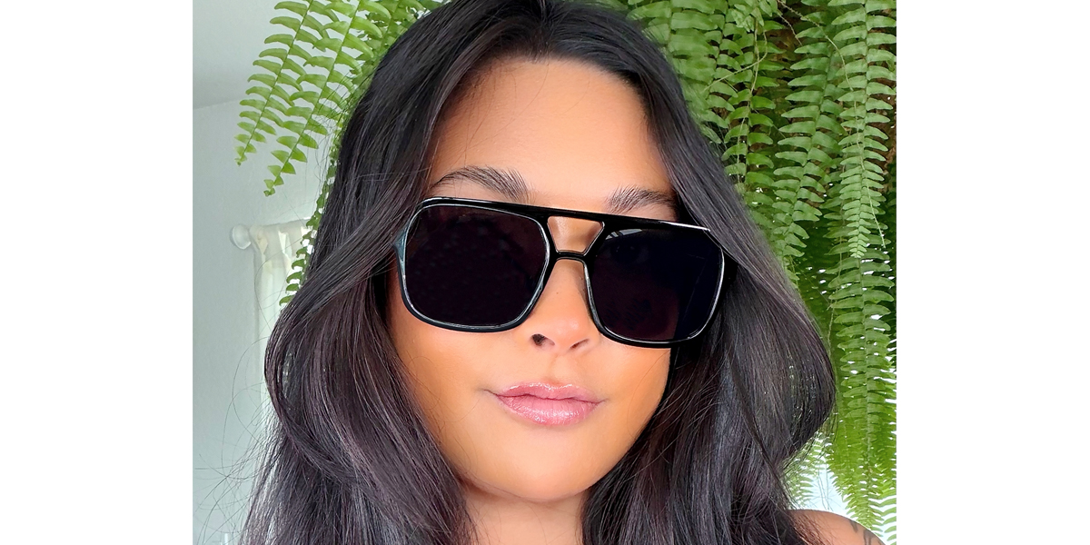 Black Aviator Oversized Plastic Eyeglasses