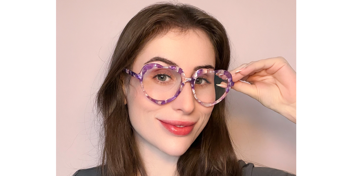 Purple Oval Ornate Acetate Eyeglasses