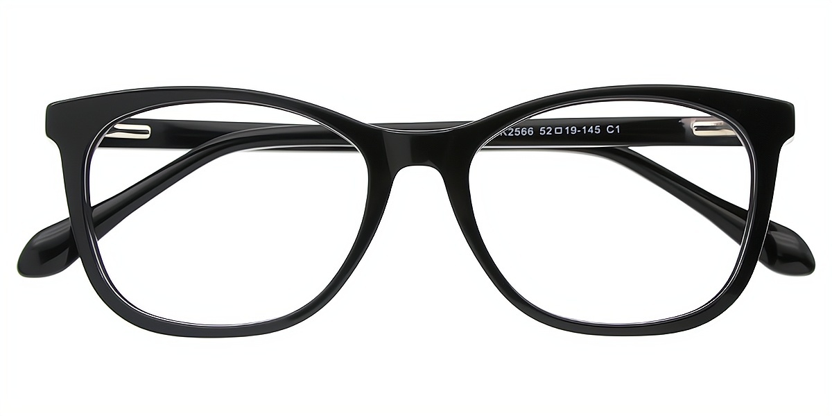 Black Horn Ornate Acetate Eyeglasses