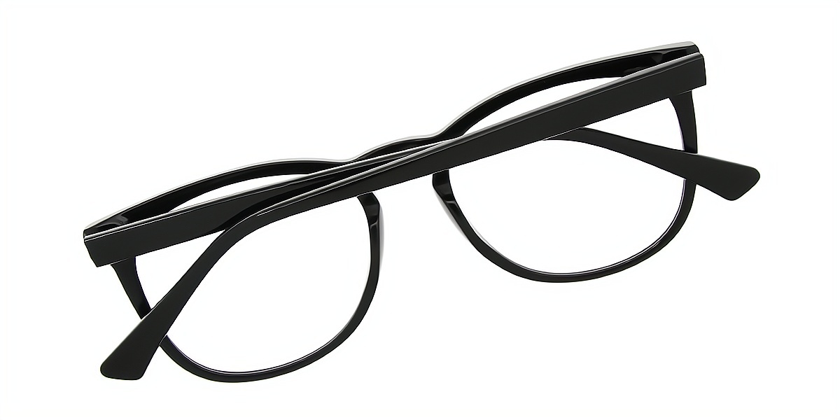 Black Oval Elegant Acetate Eyeglasses