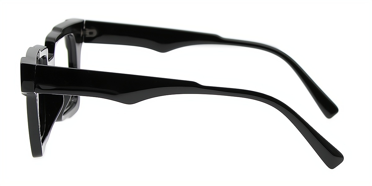 Black Rectangle Geek-Chic Plastic Eyeglasses