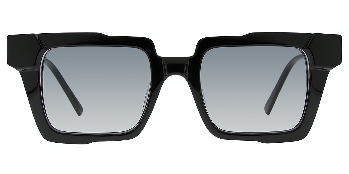 Black Rectangle Geek-Chic Plastic Eyeglasses