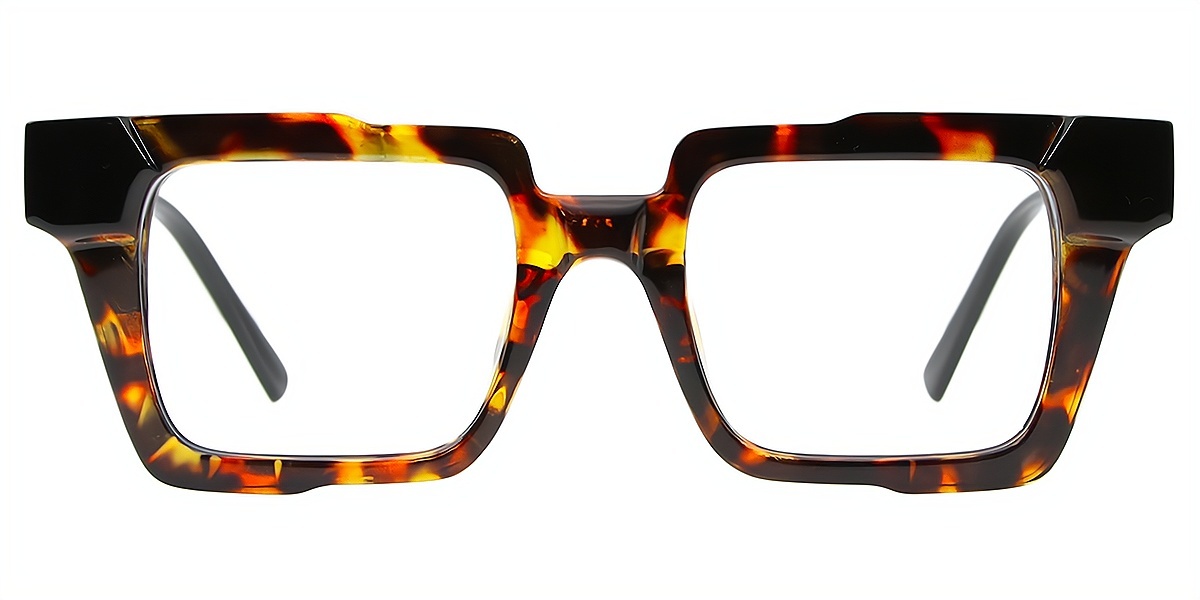 Tortoise Rectangle Geek-Chic Plastic Eyeglasses