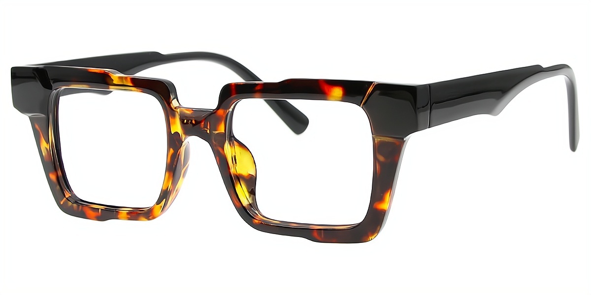 Tortoise Rectangle Geek-Chic Plastic Eyeglasses