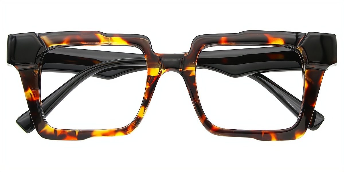 Tortoise Rectangle Geek-Chic Plastic Eyeglasses