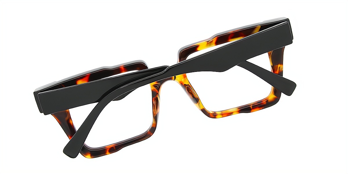 Tortoise Rectangle Geek-Chic Plastic Eyeglasses