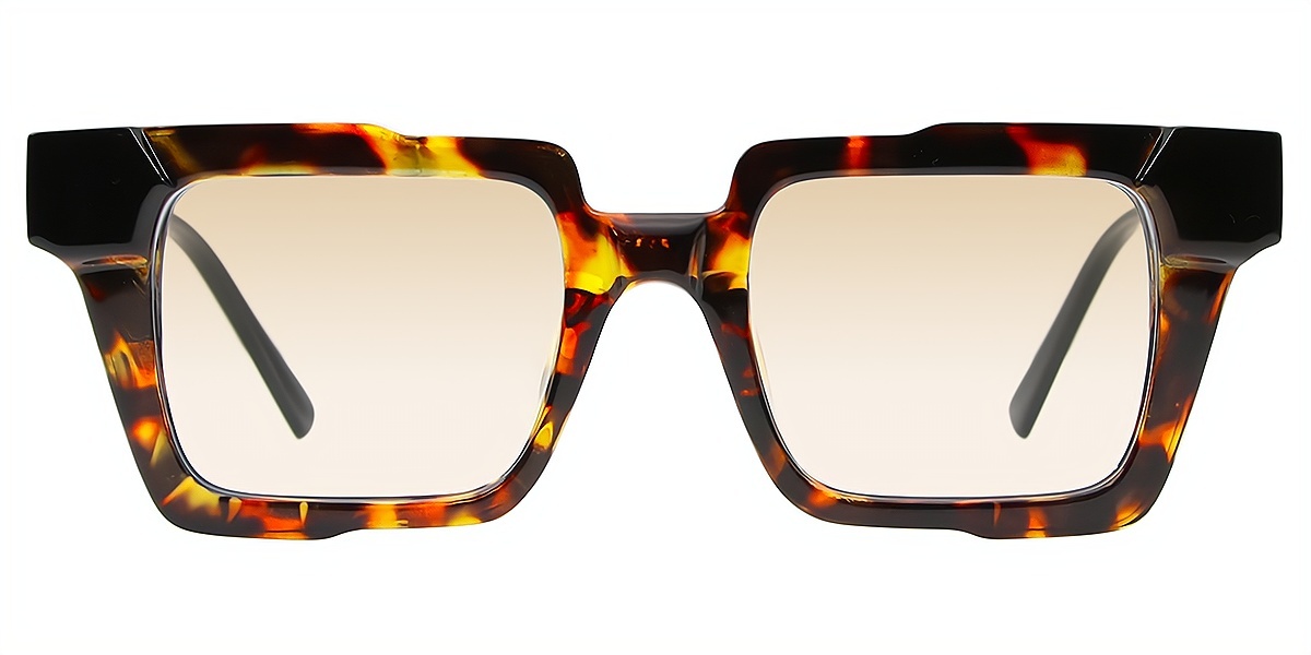 Tortoise Rectangle Geek-Chic Plastic Eyeglasses