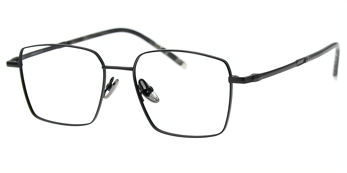 Black Geometric Elaborate Metal Eyeglasses