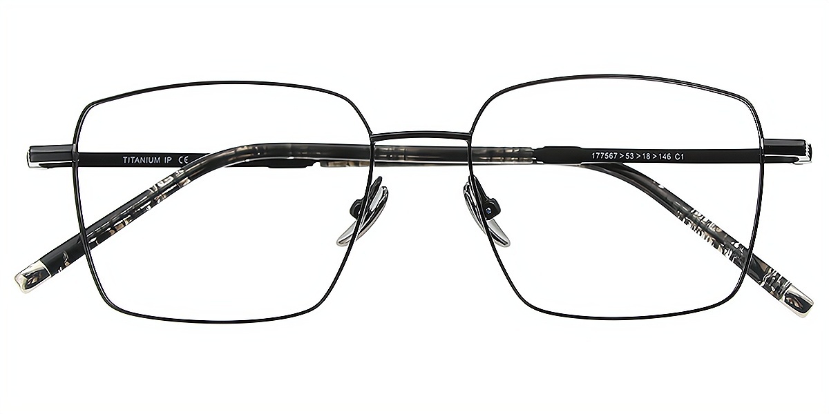 Black Geometric Elaborate Metal Eyeglasses