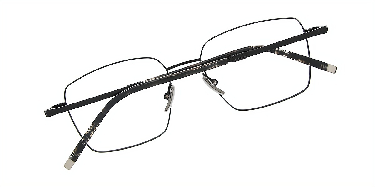 Black Geometric Elaborate Metal Eyeglasses