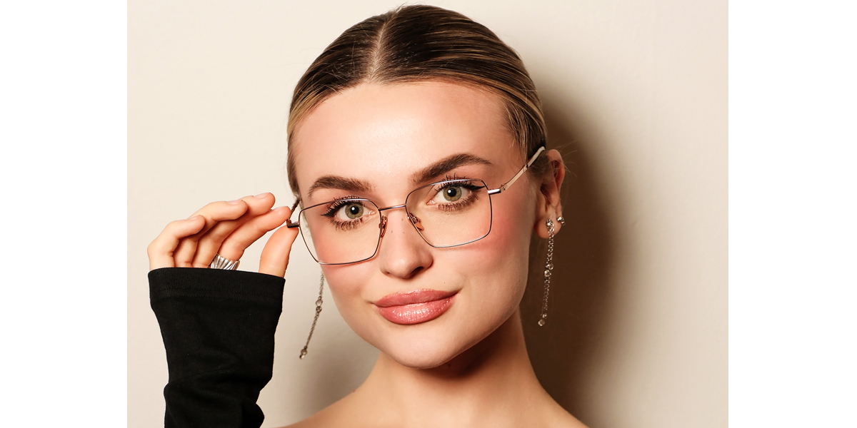 Golden Geometric Elaborate Metal Eyeglasses